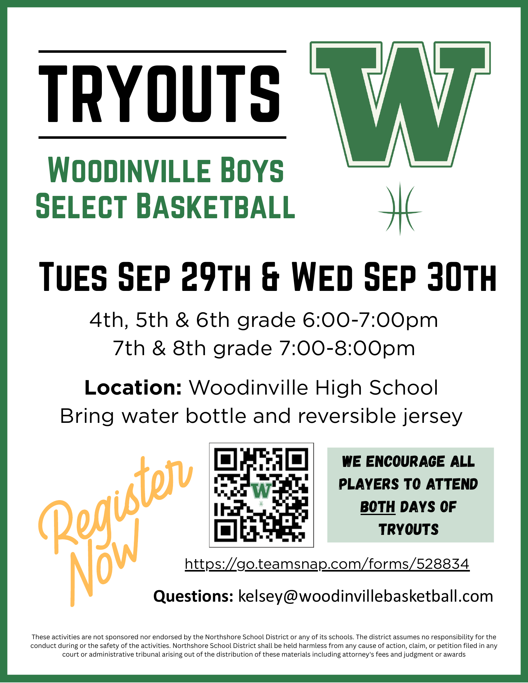 Woodinville Boys Select Basketball Tryouts